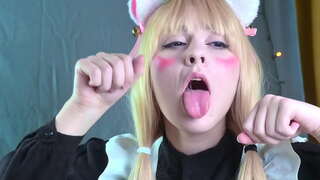 Ванилийн Nekopara аялдаг том хойлог, squirts